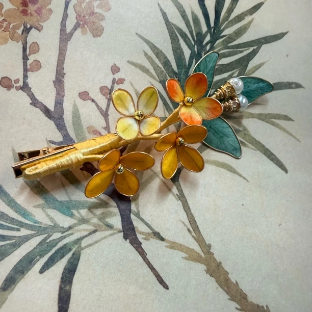 玉枝.古风发饰汉服绒花发簪 手工制作默认微瑕 均有色差