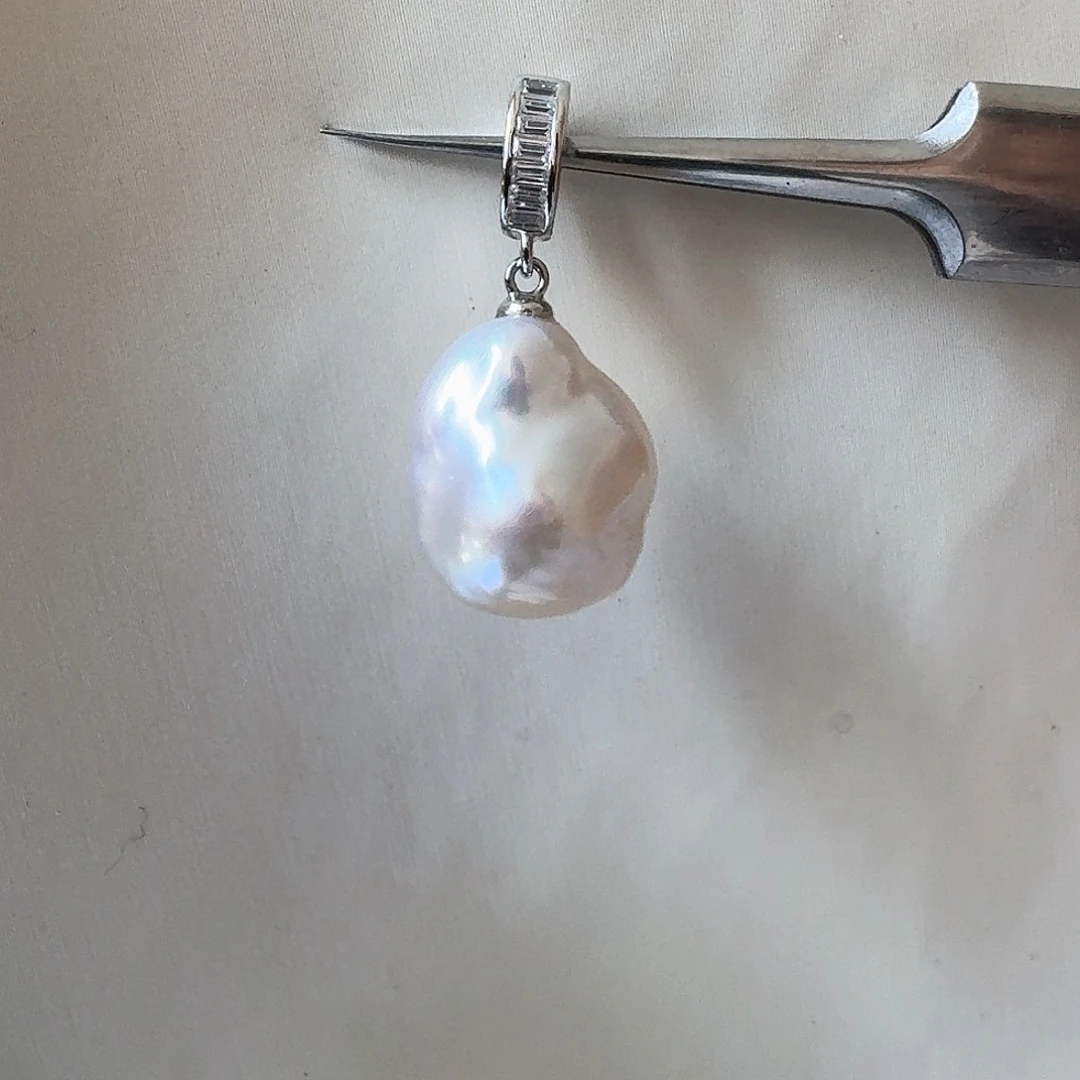 淡水珍珠银S925镶嵌颈饰巴洛克万能扣（无链子）