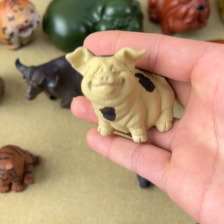 紫砂茶宠慧紫砂花猪