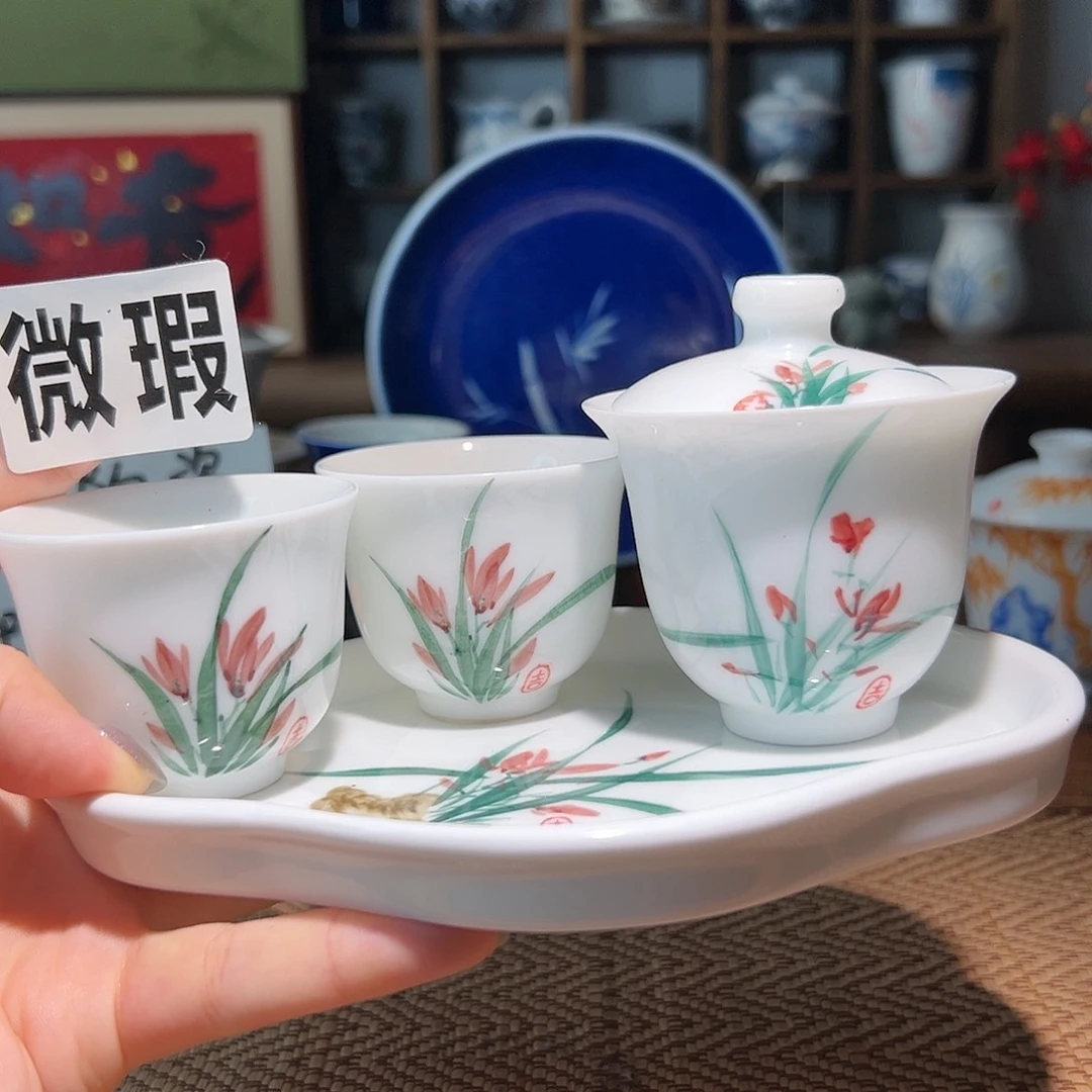 【闪购商品】微瑕 手绘 盖碗