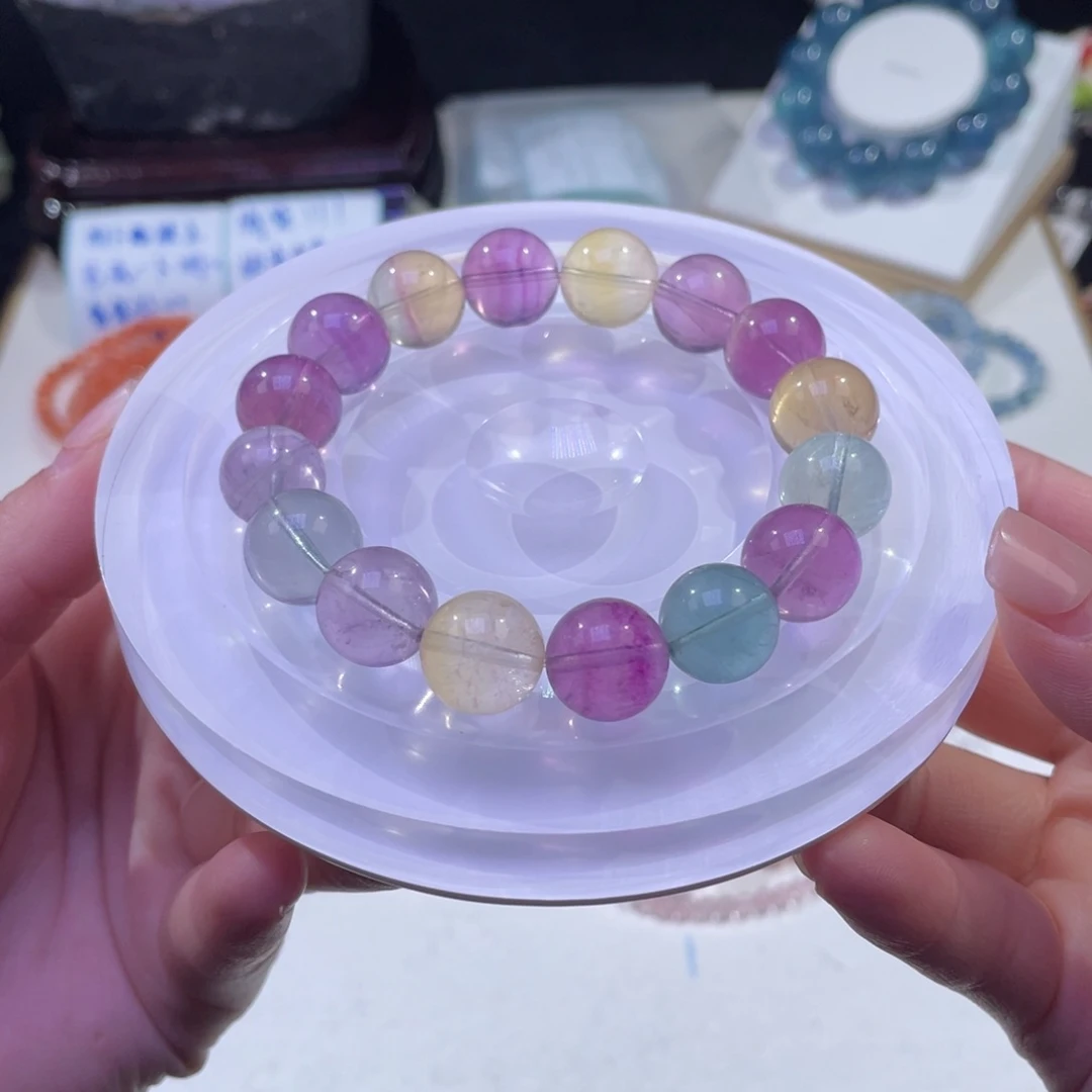 未镶嵌手链水晶浓郁多巴胺彩萤石13mm