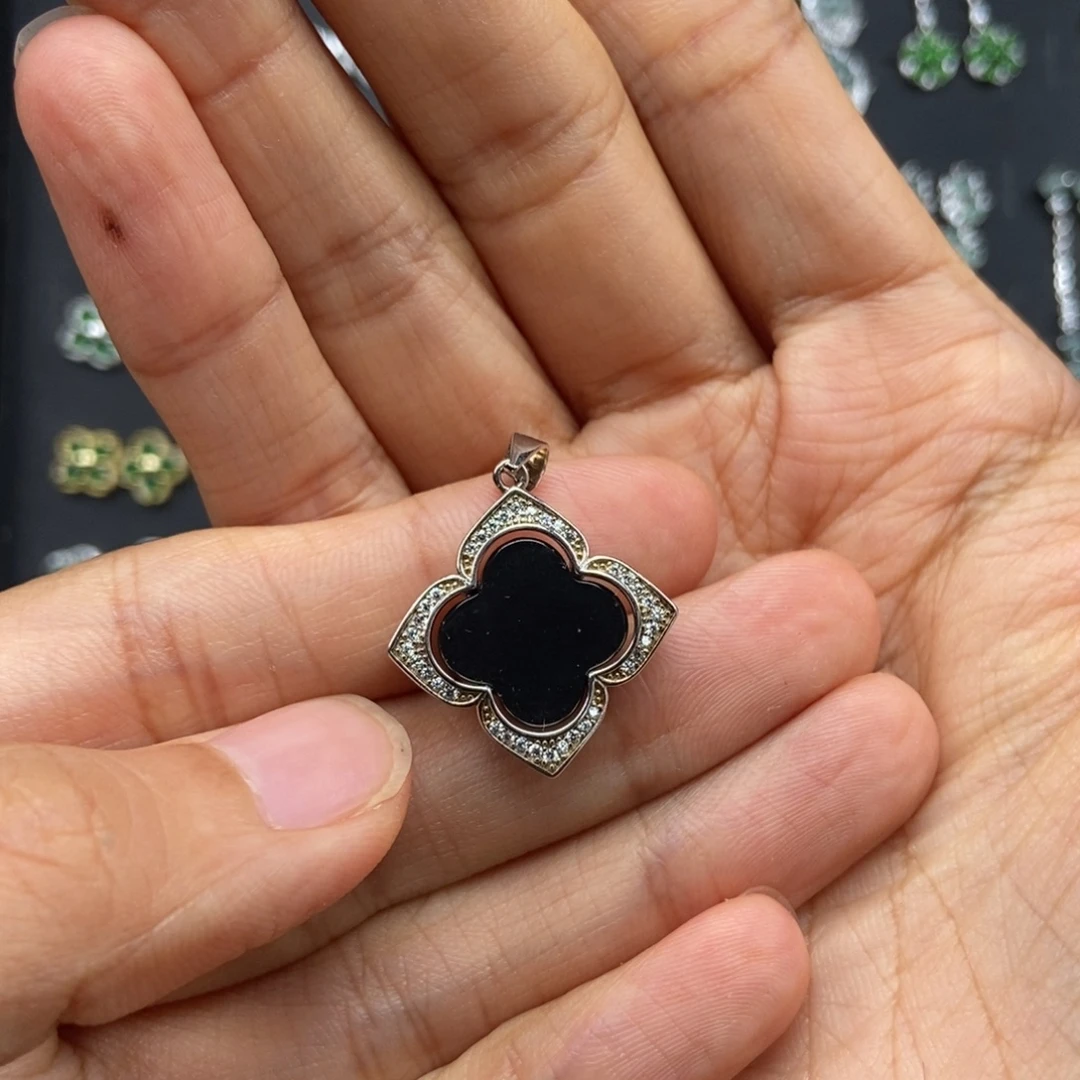 翡翠银S925镶嵌耳饰