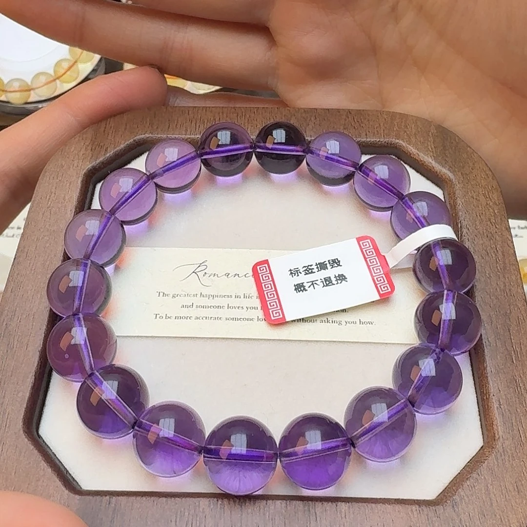 未镶嵌紫晶手链紫水晶手链11mm