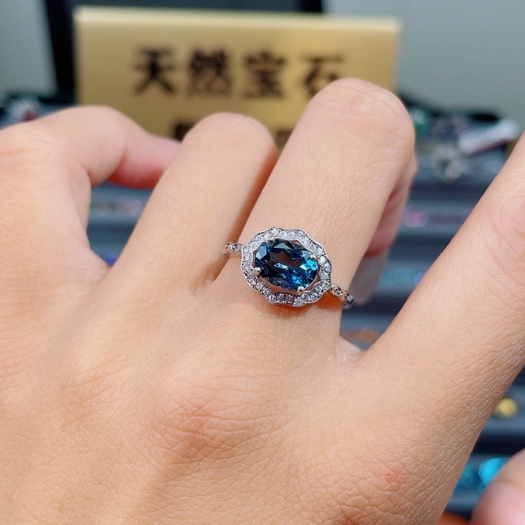 托帕石戒指银S925镶嵌