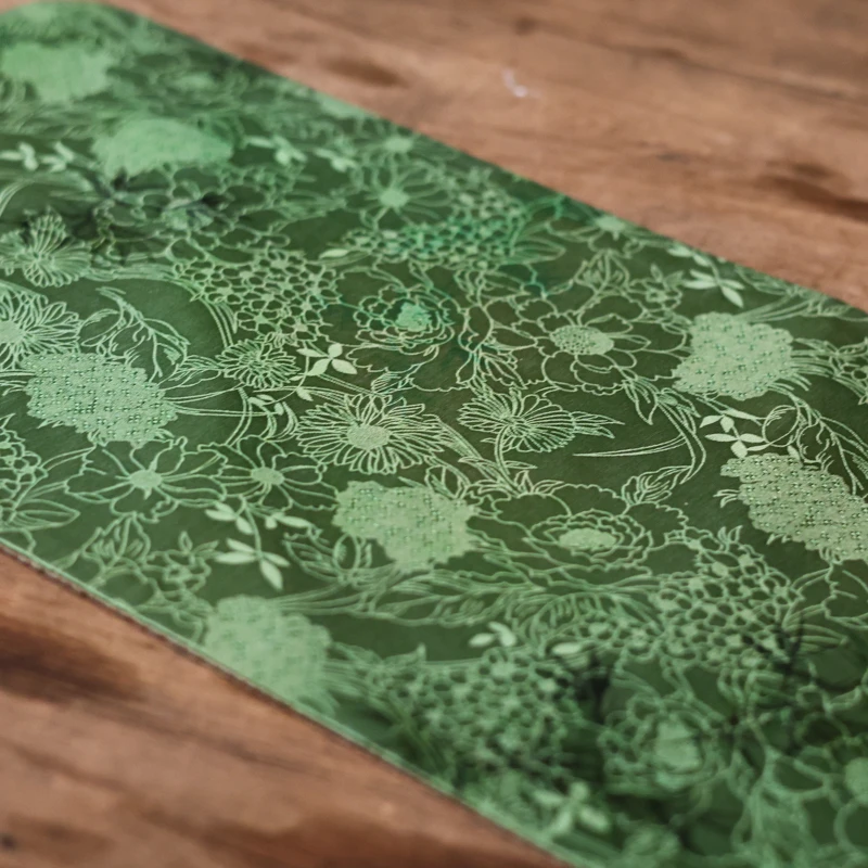 【福气】 <小翠竹>绿色香云纱茶席50*24（慢蓝S0948）