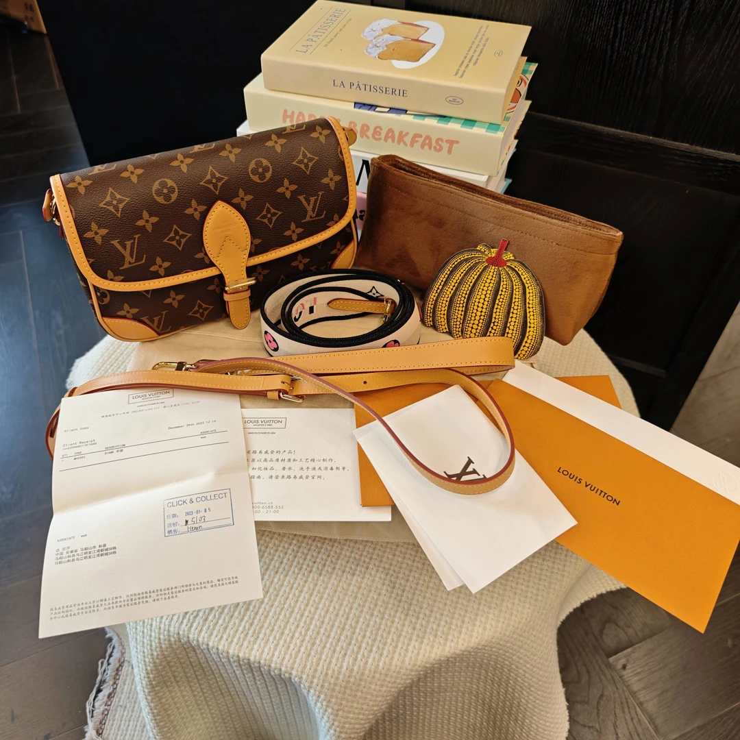 99新 LouisVuitton/路易威登 中号法棍芯片款手提单肩斜挎包