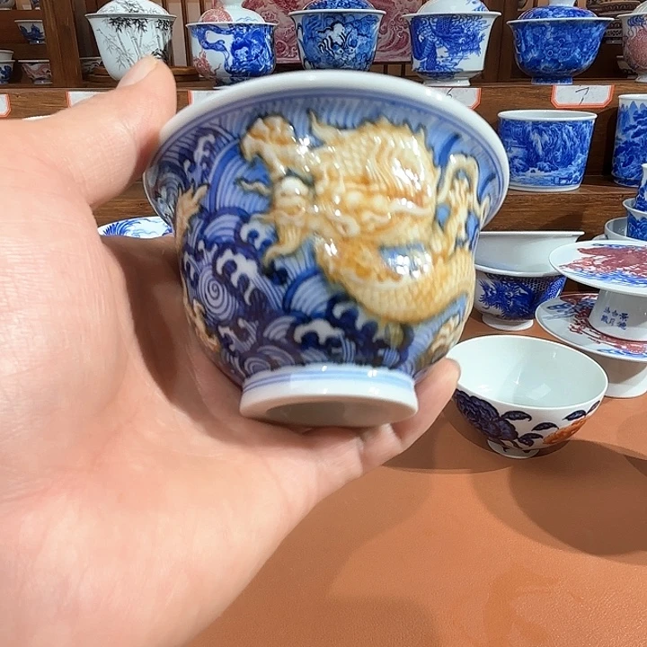 妮***爸青花手工手绘压手龙