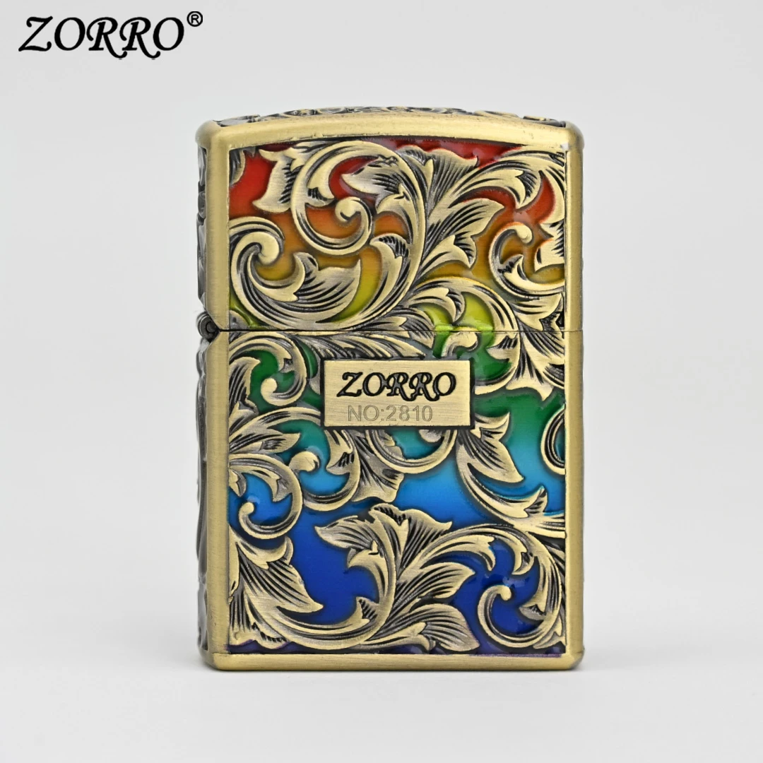 ZORRO佐罗青铜夜光七彩唐草防风煤油打火机创意男士礼物