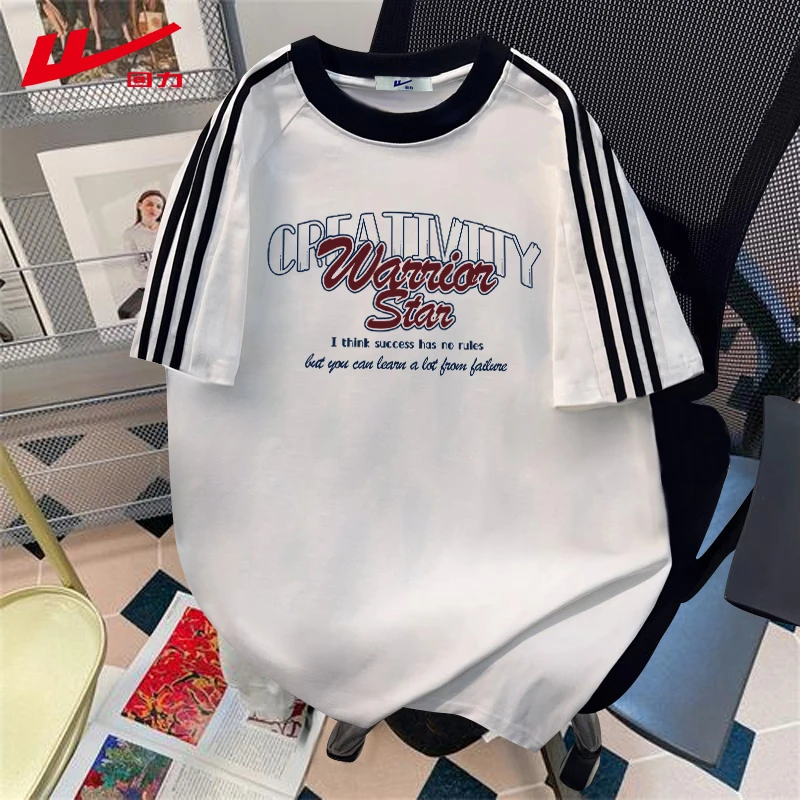 回力夏季宽松款辣妹圆领多巴胺复古2025新款夏装纯棉短袖T恤女装