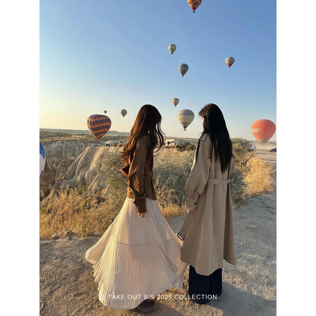 外卖到了【云雾蔓纱】杏色网纱半身裙垂感时尚伞裙长款裙子WM5CSQ20