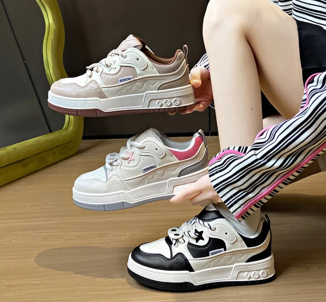 [YS901]时尚百搭皮面厚底增高板鞋