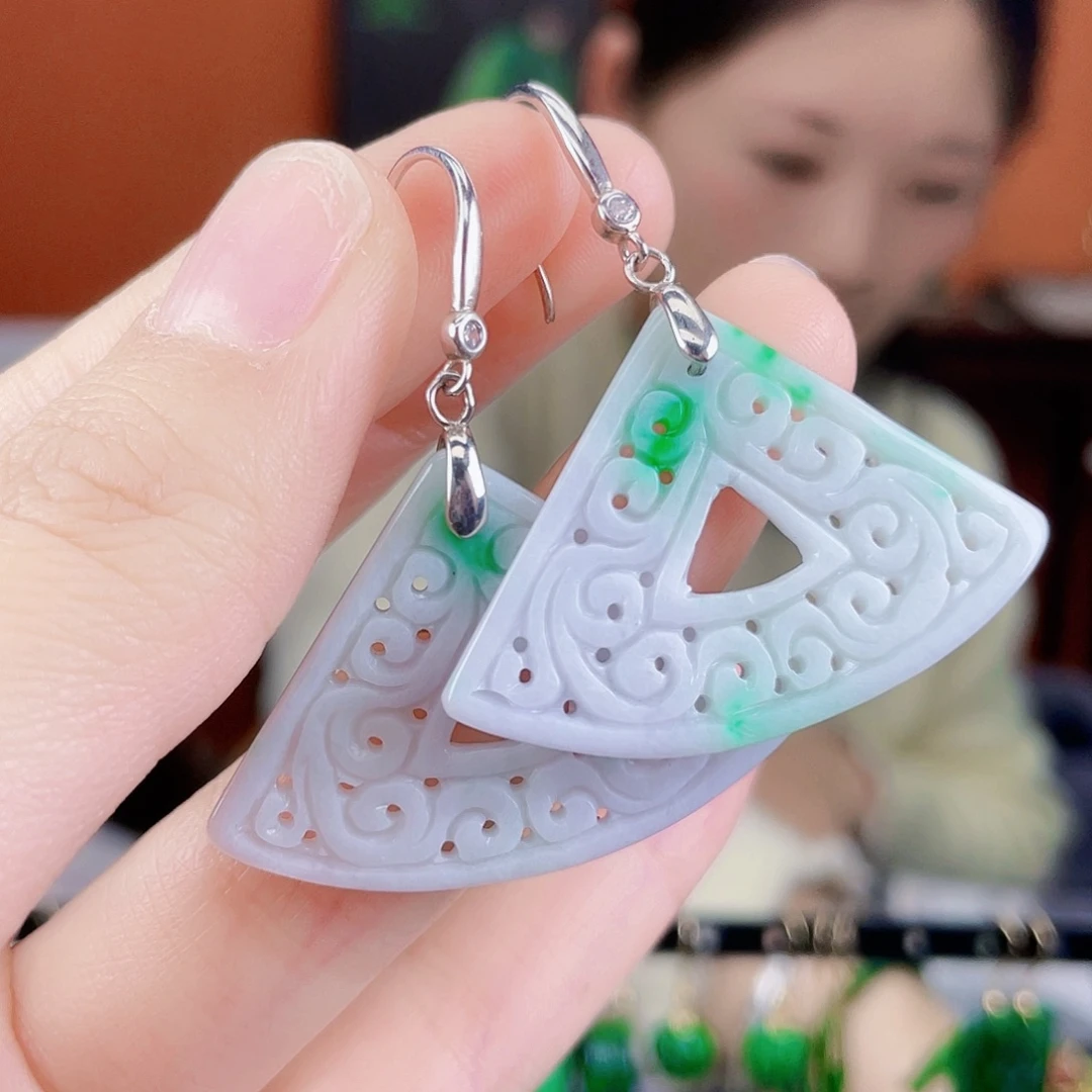 翡翠银S925镶嵌耳饰
