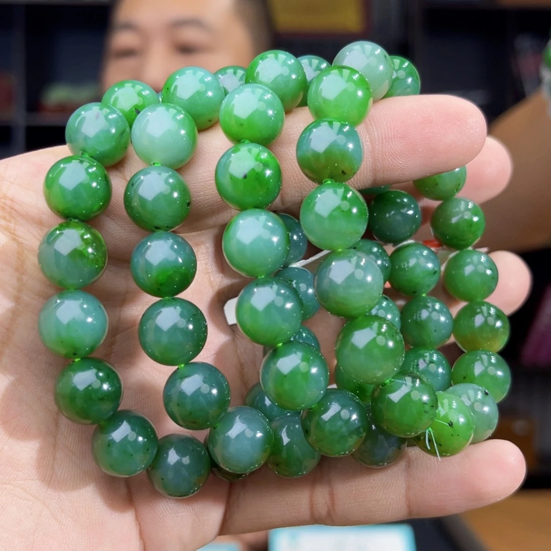 和田玉未镶嵌手串纯天然俄罗斯五号矿碧玉料卡12多样性发其一