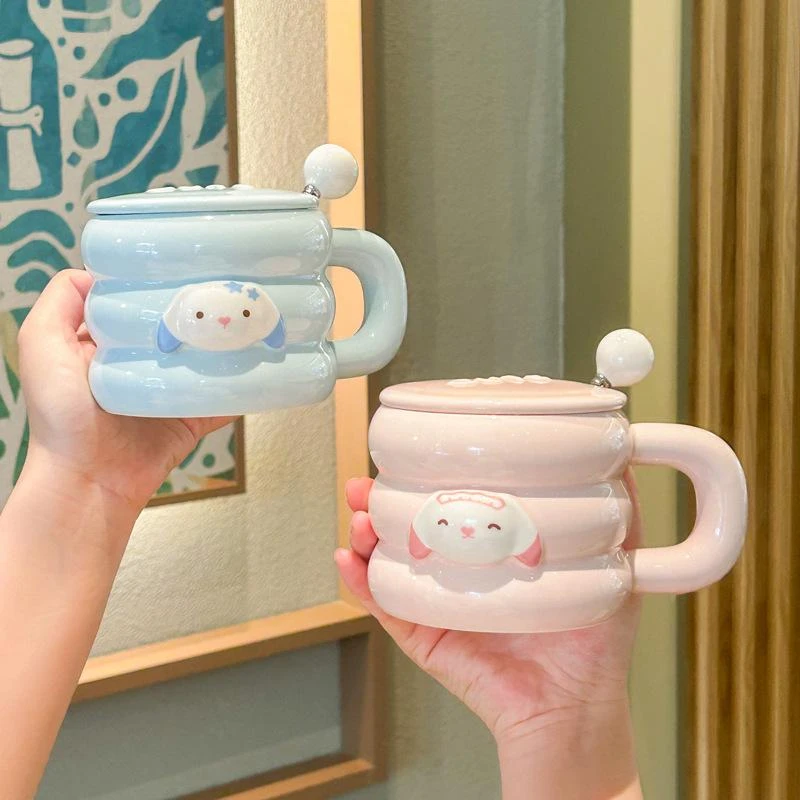 简约马克杯陶瓷杯子带盖带勺家用女办公室水杯情侣咖啡早餐牛奶杯