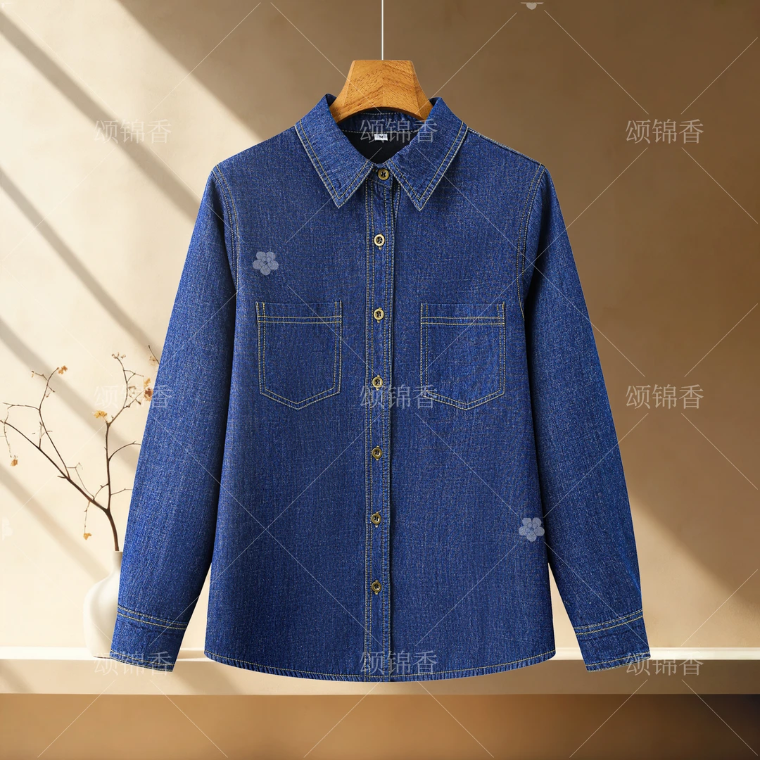 【香】Q3311加绒加厚时尚新款秋冬牛仔衬衫外套显瘦保暖长袖休闲