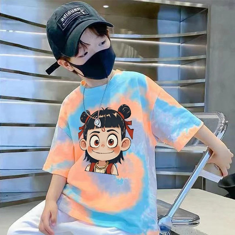 【新哪吒短袖】男童短袖t恤夏季新款儿童夏装男孩中大童卡通上衣服