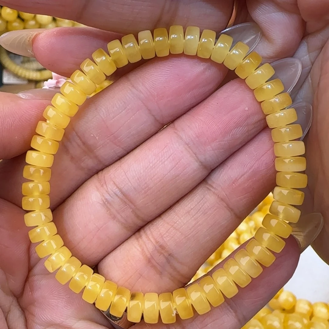 未镶嵌蜜蜡手链鸡油黄药片手串