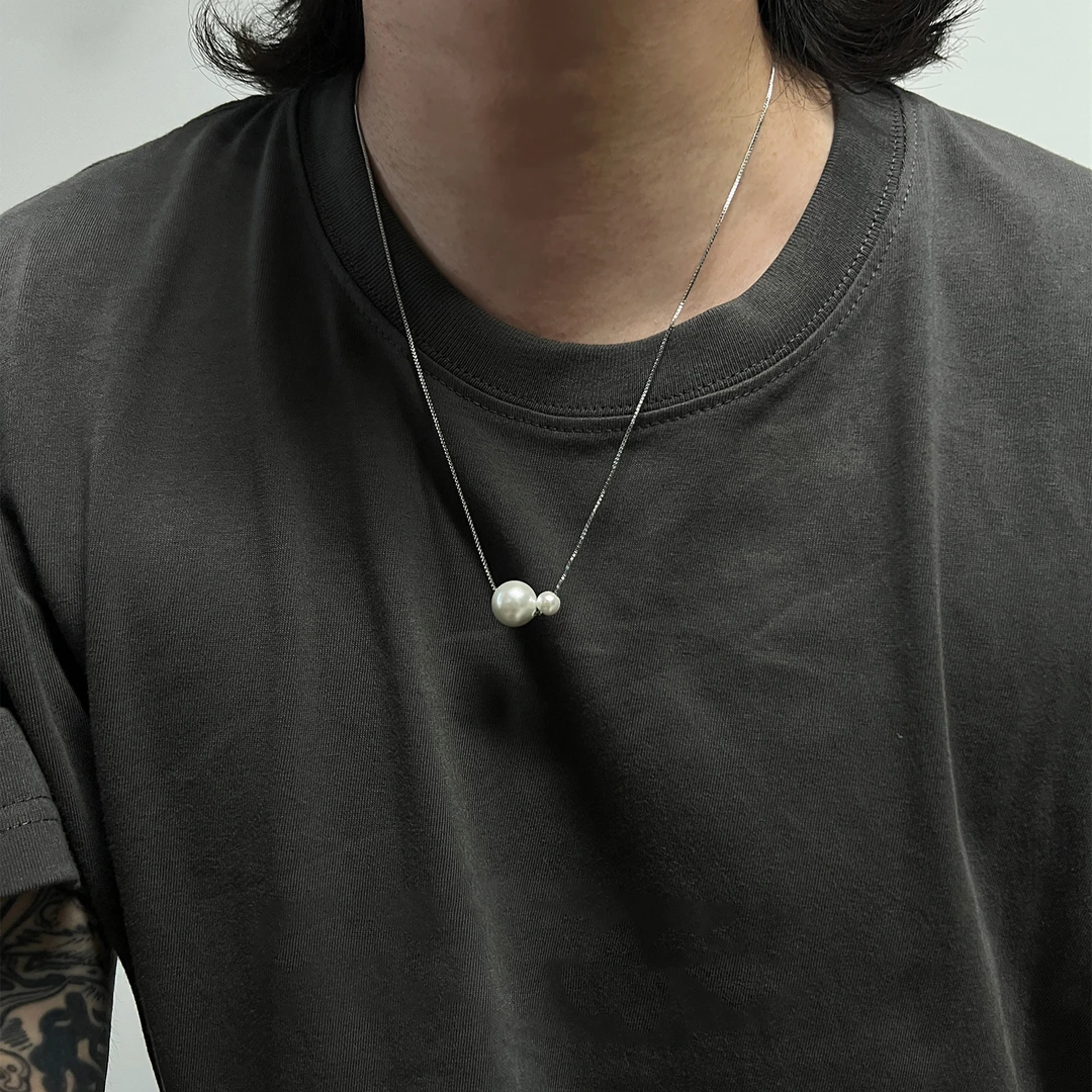 钛钢项链 小众潮流F1同款珠珠坠链锁骨链男女情侣款颈链时尚配饰