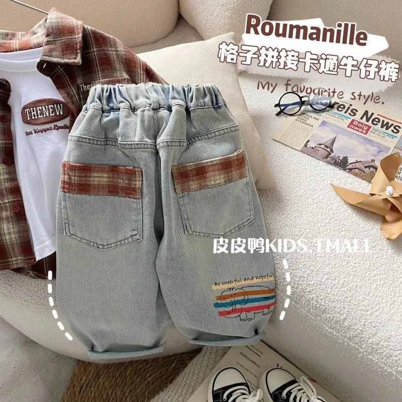 痞帅男童牛仔长裤春装宝宝休闲裤2025新款韩版洋气中小童宽松裤子