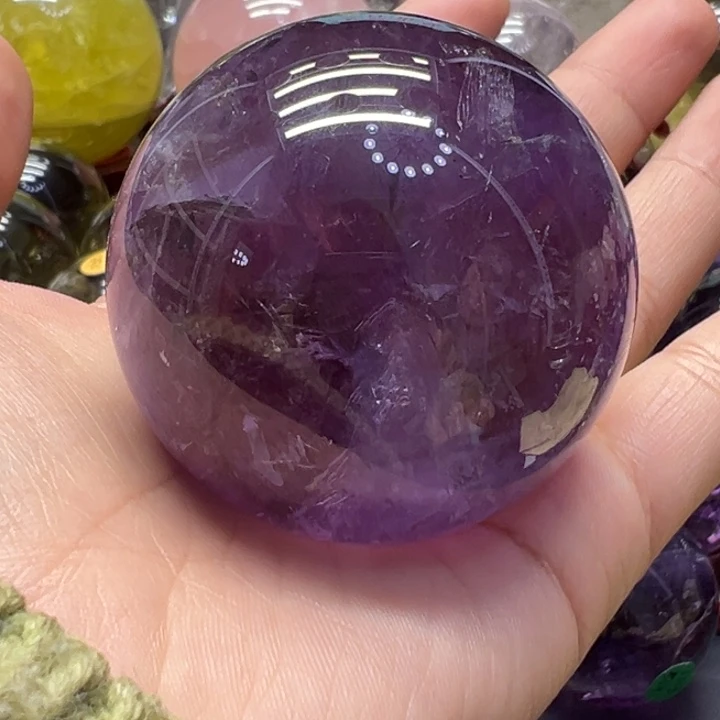 水晶未镶嵌珠宝半成品MM紫水晶球L986