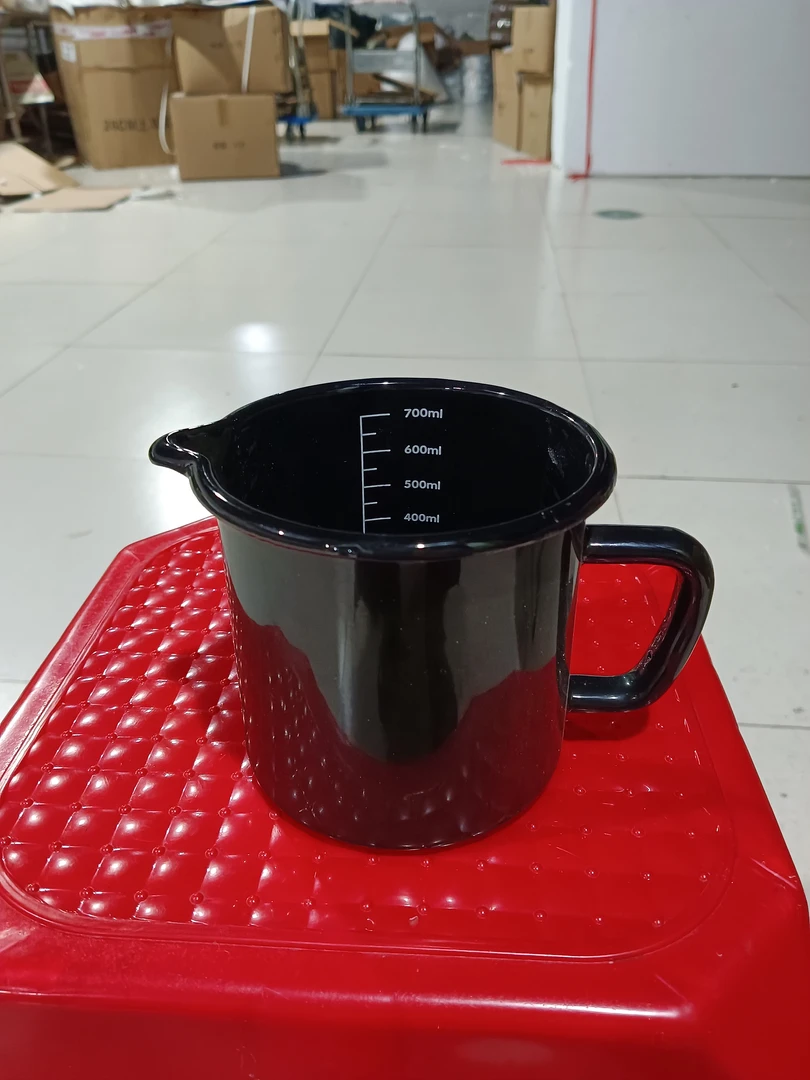 1个装搪瓷纯黑色奶杯无盖瑕疵处理随机发