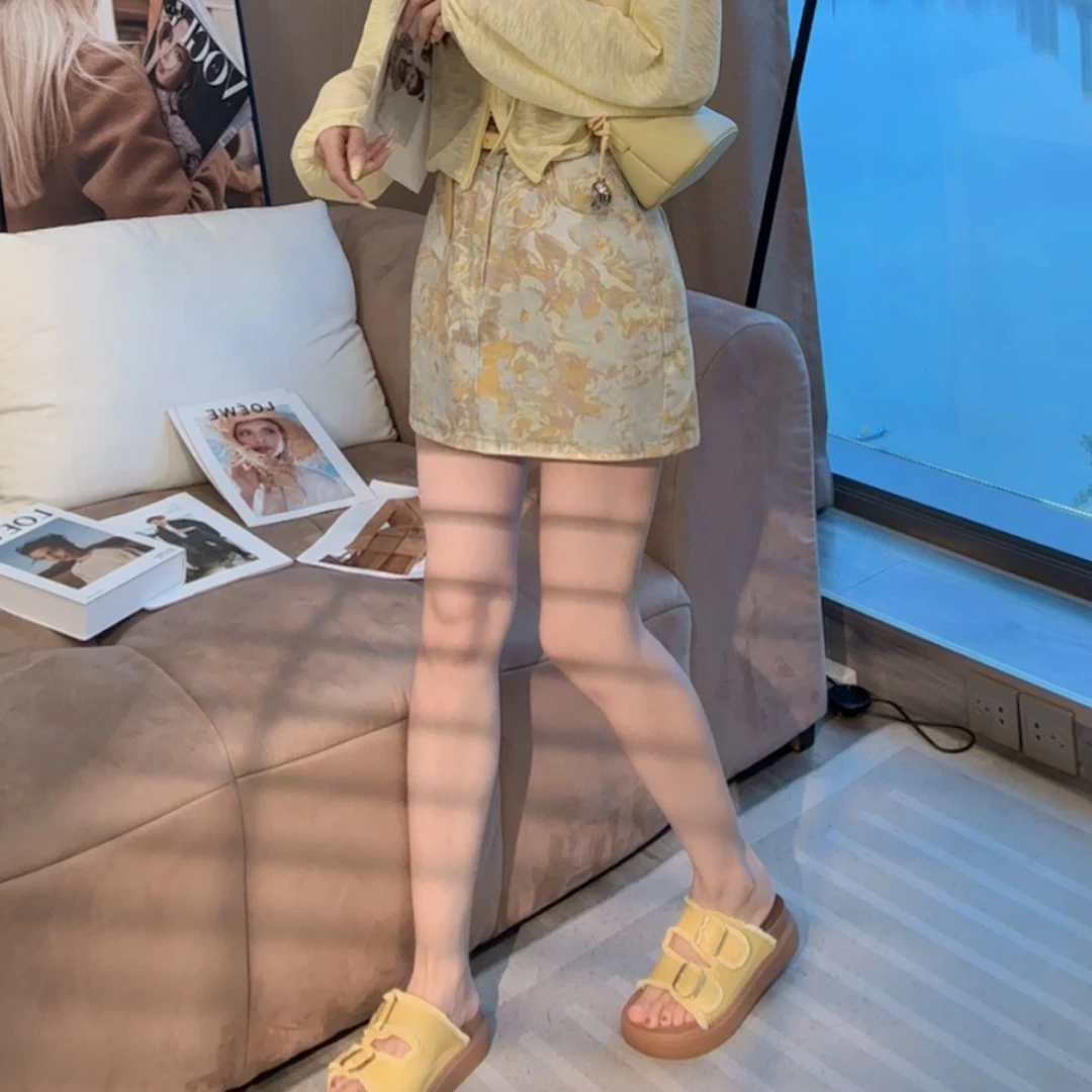 【晓溪服饰】春夏新款高腰包臀半身裙复古气质碎花短裙女6166