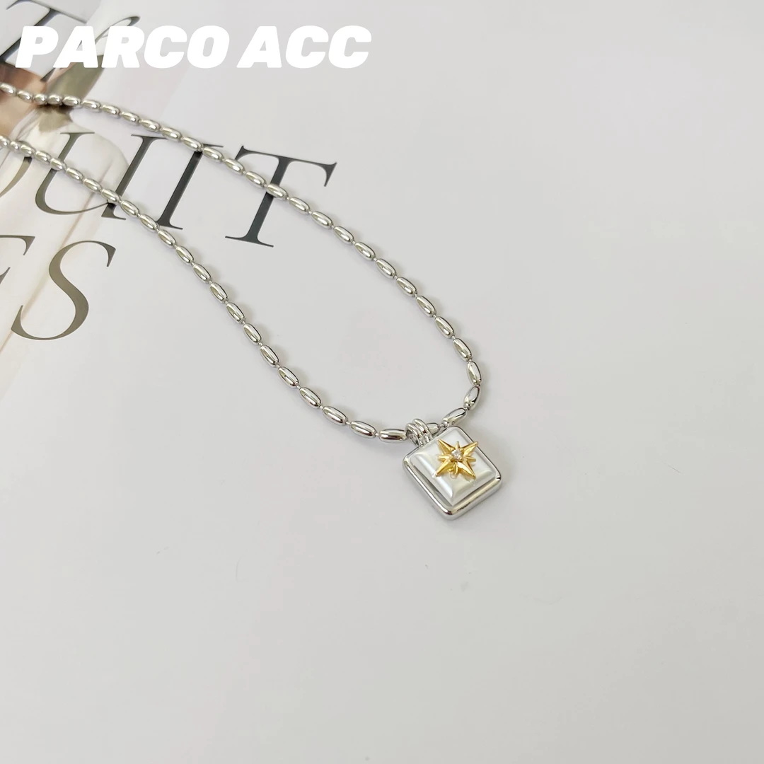 铜合金项链 D206  米珠方糖四芒星项链