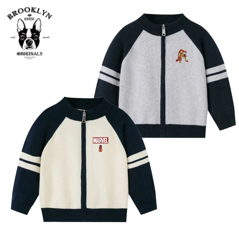 漫威蜘蛛侠男童毛线衣2025春秋新款毛衣针织开衫儿童外套上衣百搭