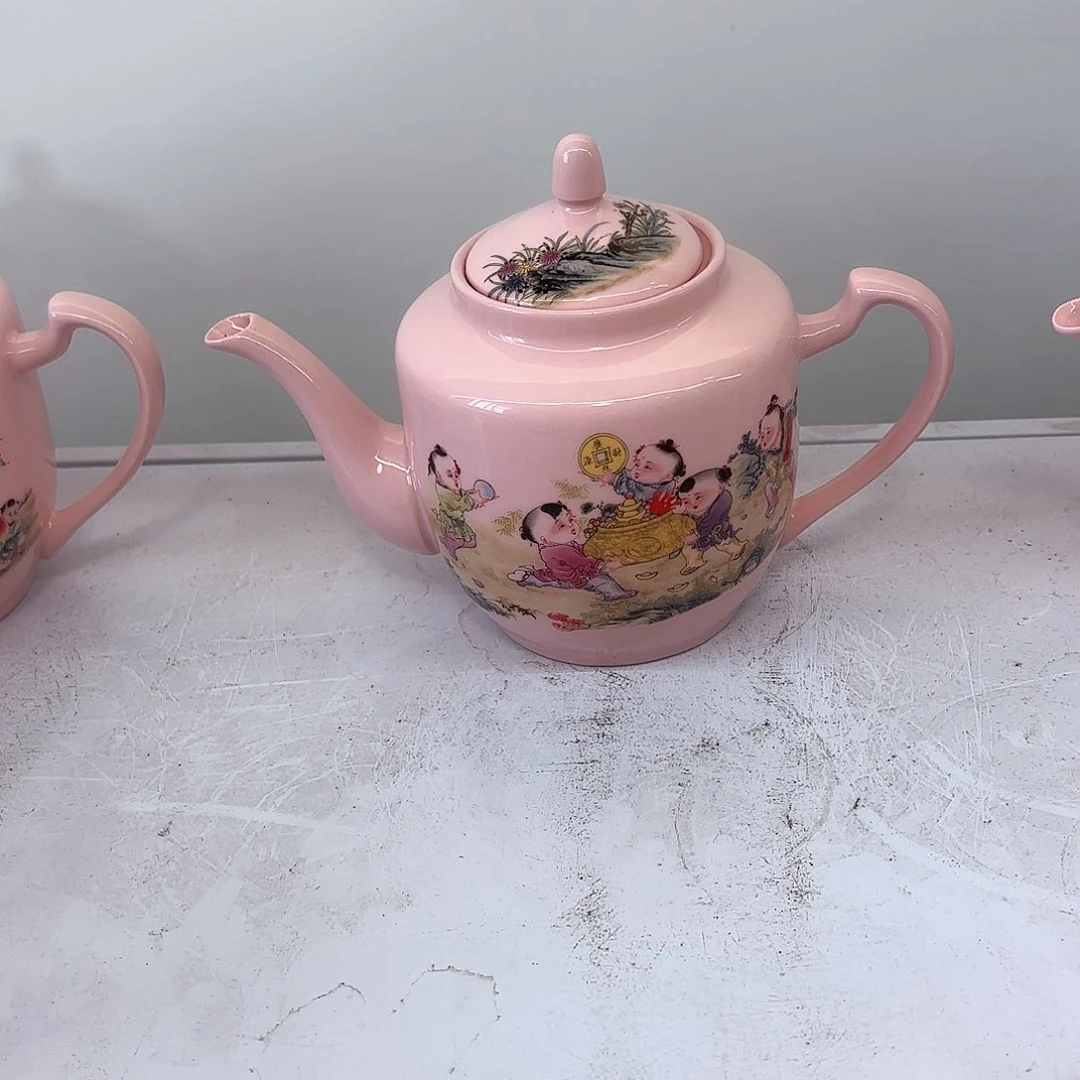 壶陶瓷招财进宝两斤侧把壶红稀稀