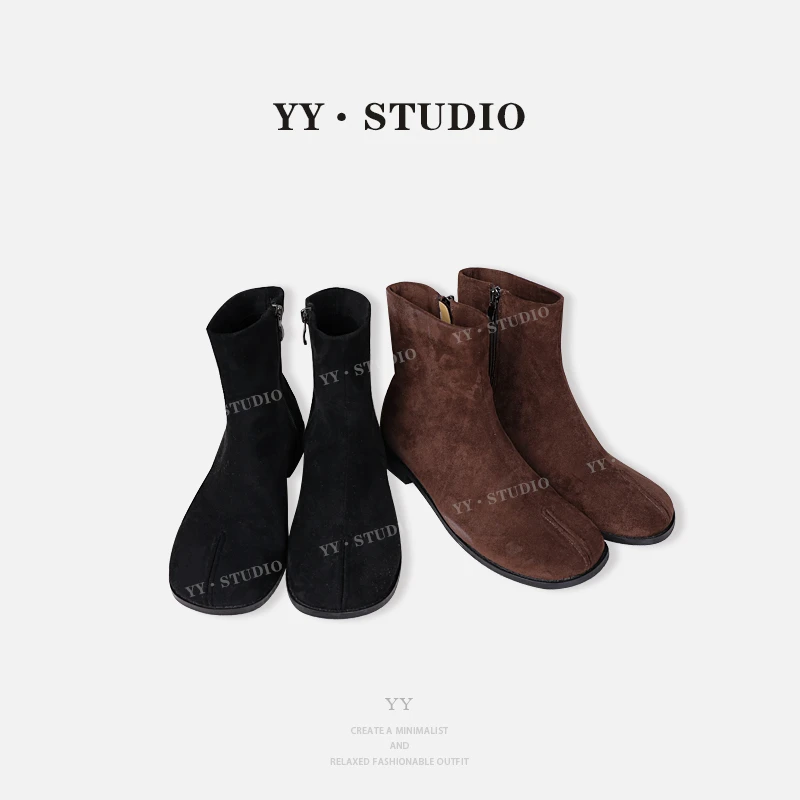 【YANYAN】低跟内增高胶粘方头冬季靴秋季气质时尚短靴YY-0009
