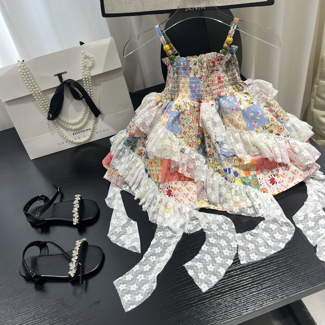 【3】夏季新款小众设计碎花吊带连衣裙