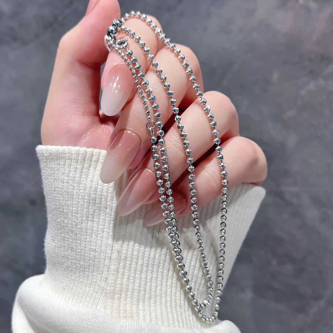 Pt950 铂首饰 圆珠猫眼珠珠单链（2.5mm/有延长链）