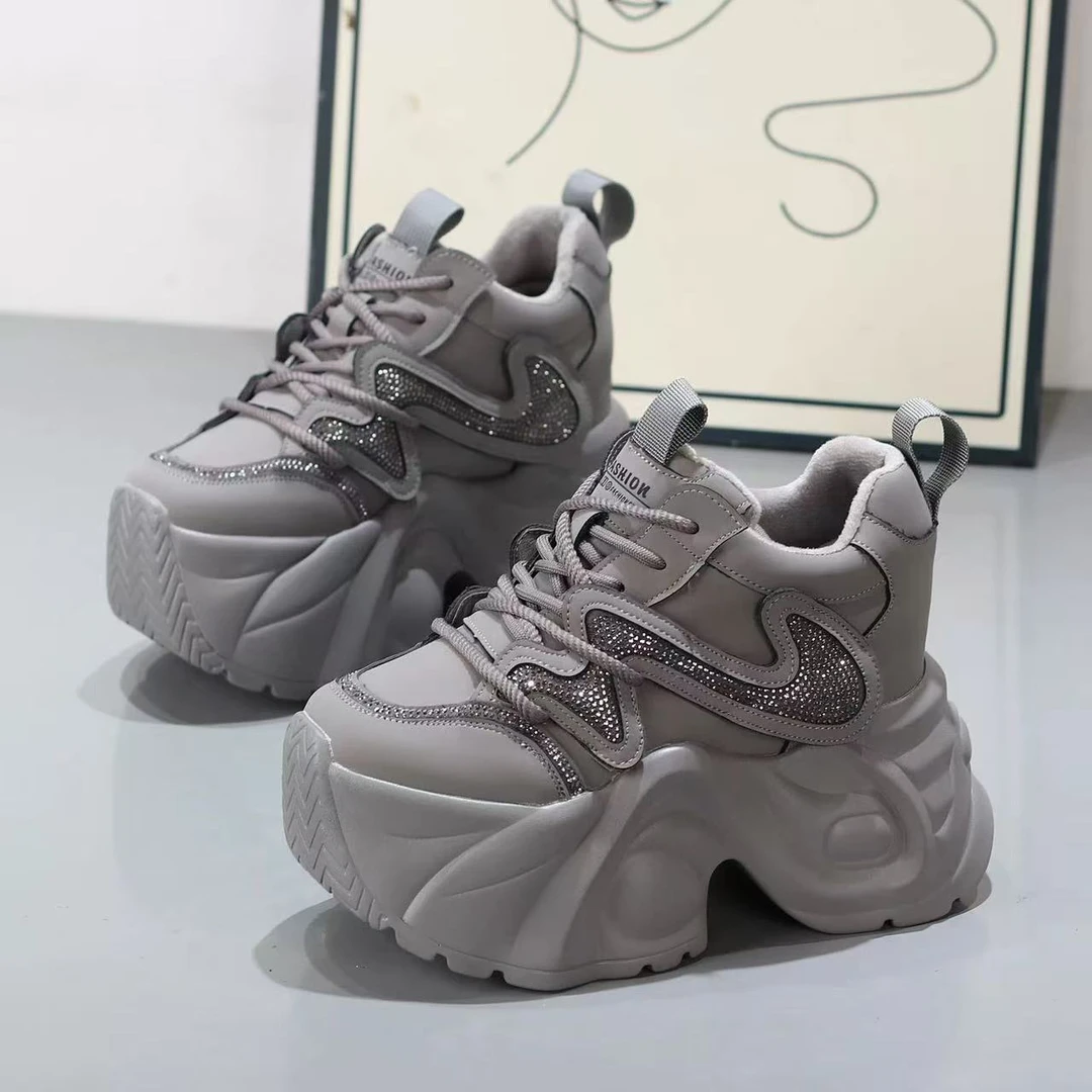 8CM厚底内增高皮面老爹鞋2025秋冬新款百搭小个子显瘦休闲运动鞋