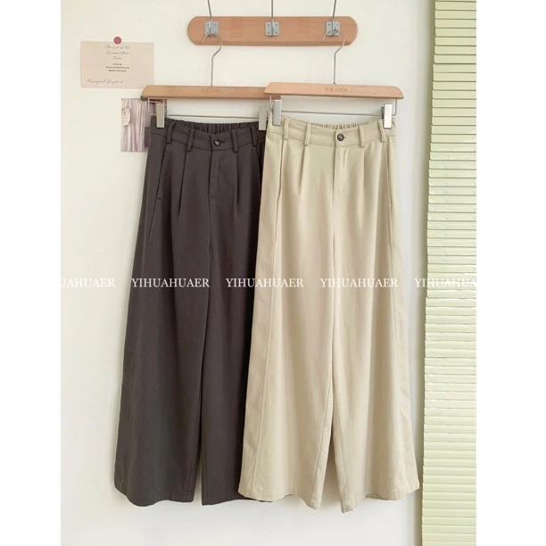 【收胯裤】B东大门早秋韩版宽松显瘦侧压褶休闲裤8987