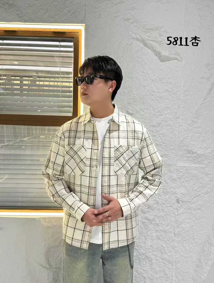 [山城兄弟$鲸品好货]千鸟格春季衬衫春季时尚经典男士休闲潮流