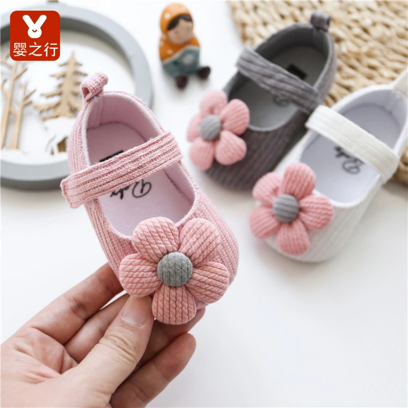 0-1岁公主鞋毛线女宝宝鞋子软底婴儿鞋花朵学步鞋春秋季夏婴幼儿