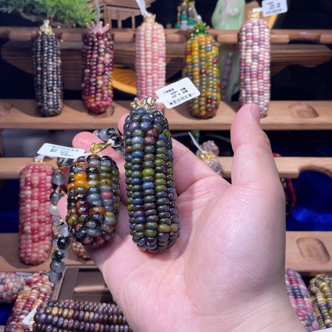 罩***仙玉文玩玉米小蓝绿色