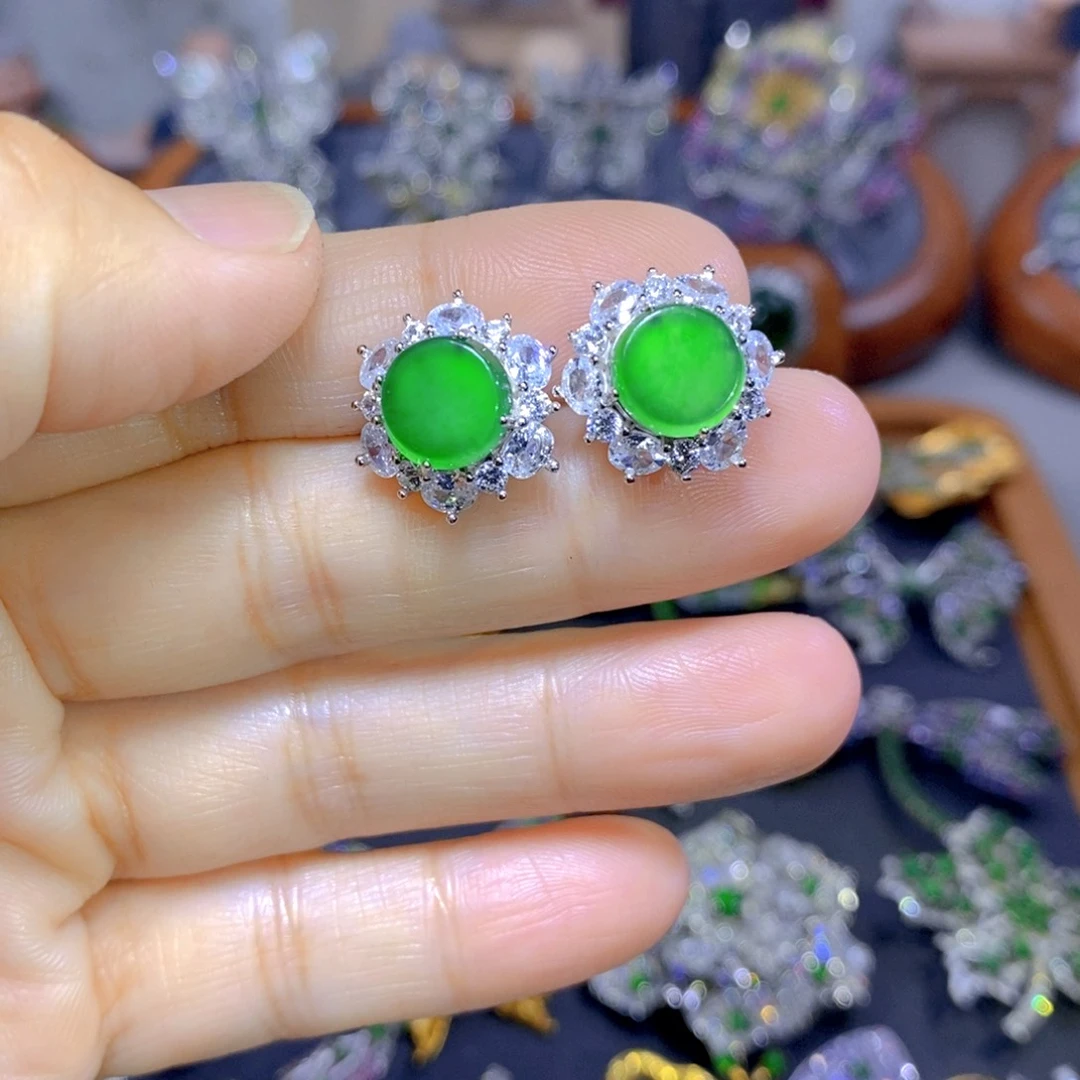 翡翠颈饰银S925镶嵌天然翡翠