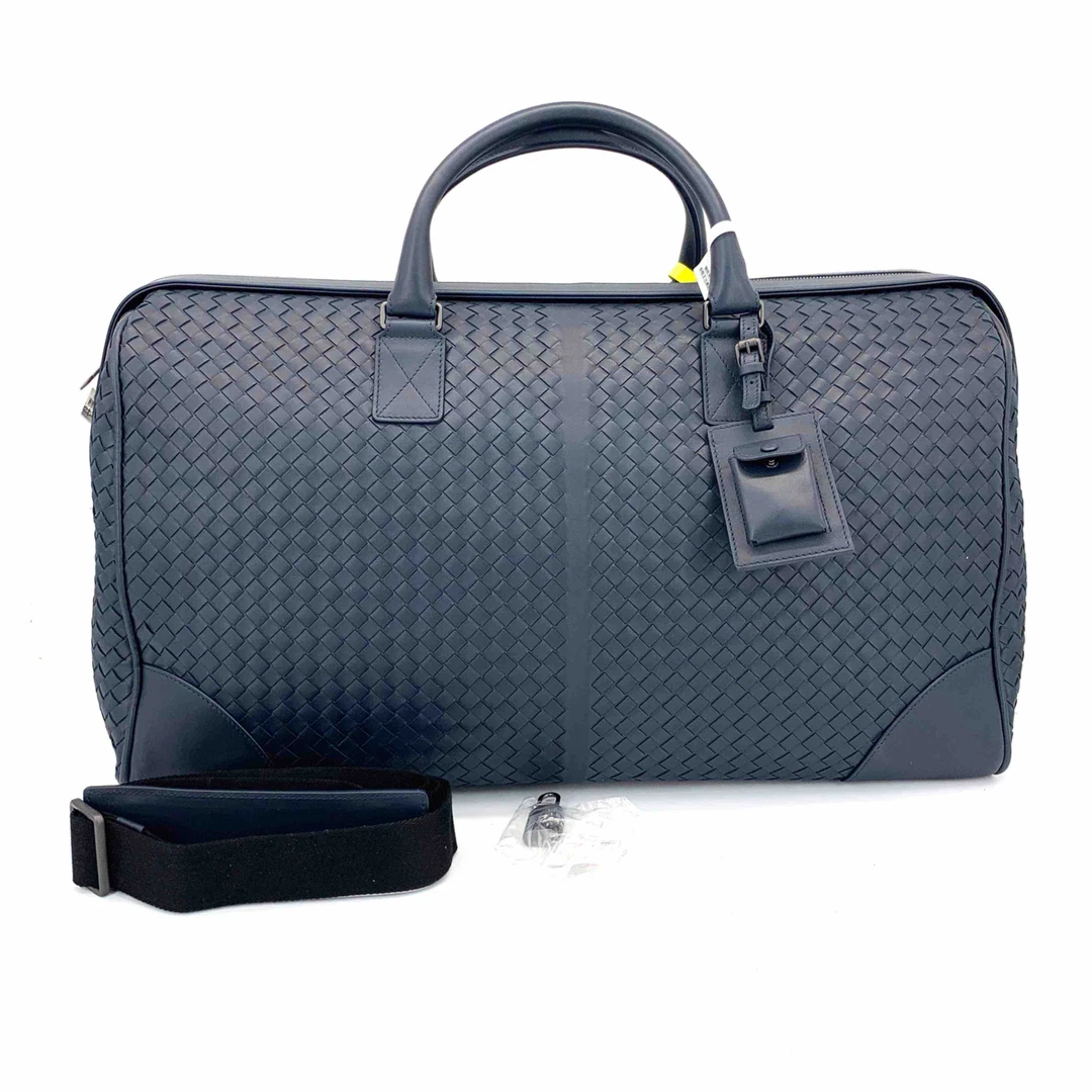 99新 BOTTEGA VENETA/葆蝶家 深蓝色编织手提旅行袋 尺55/31 时尚