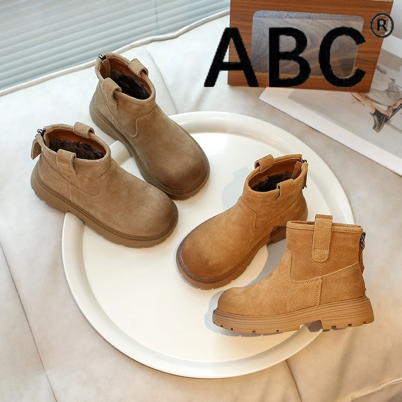 ABC女童靴子秋冬新款时尚2025年马丁靴儿童短靴女孩洋气大黄靴潮