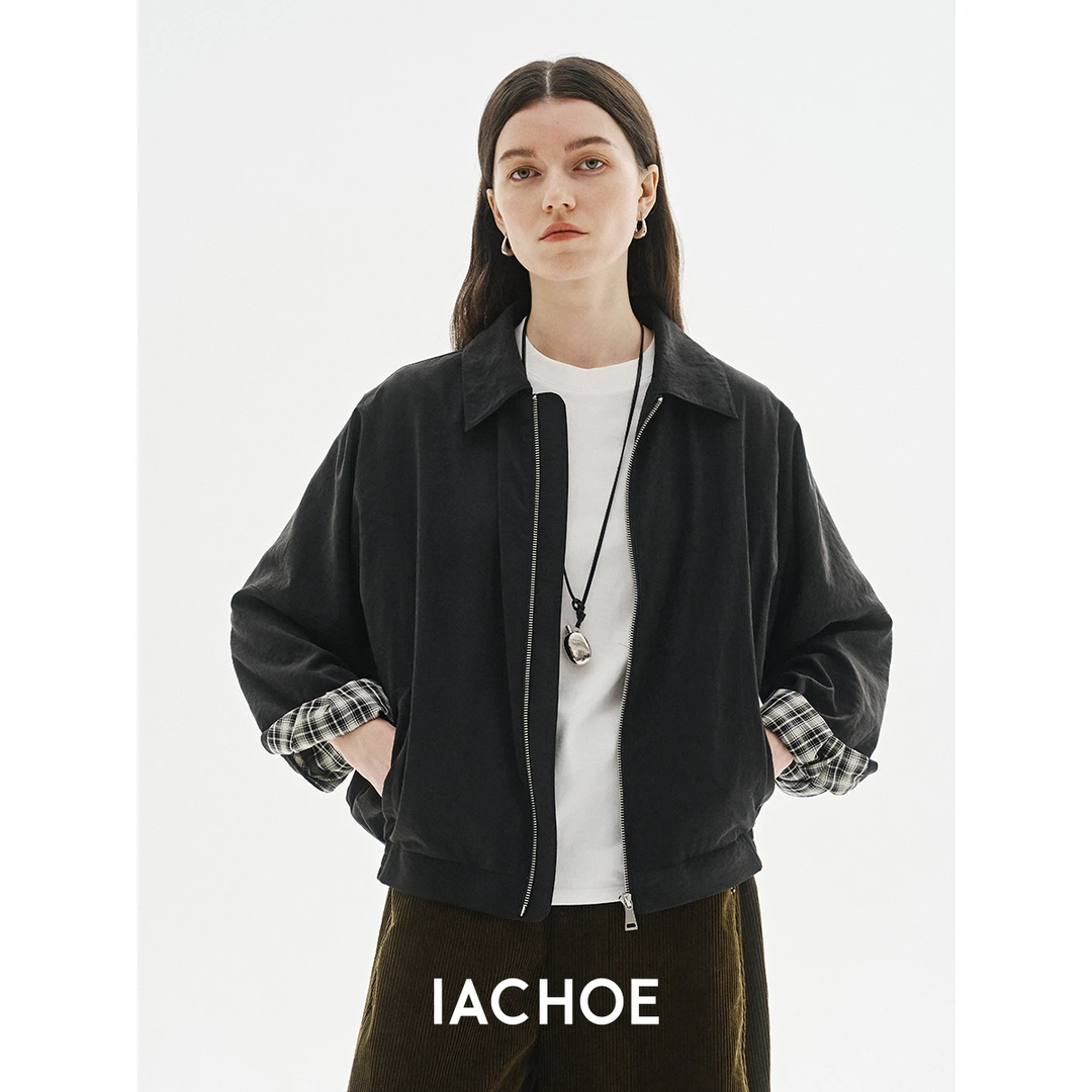 IACHOE翻袖格子小夹克3621507003