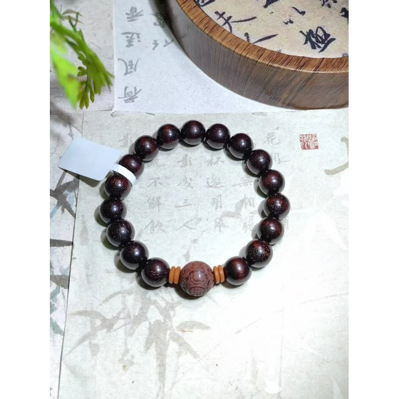 小叶紫檀  雕刻 单圈手串（无礼盒）582