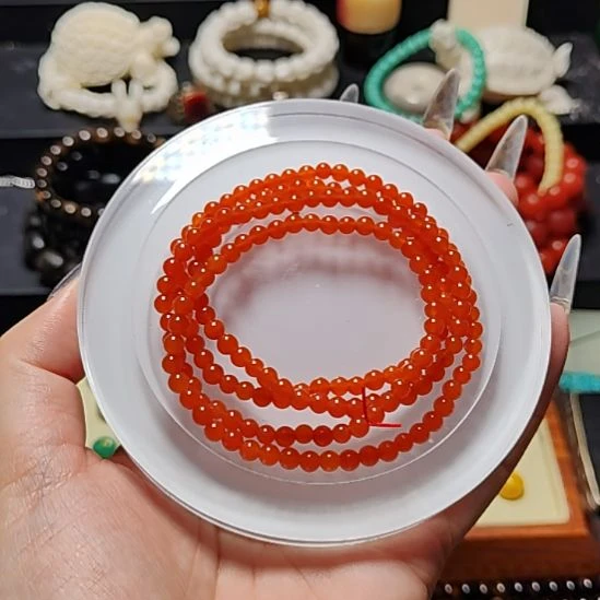 石英石冰南hong小米珠链4mm