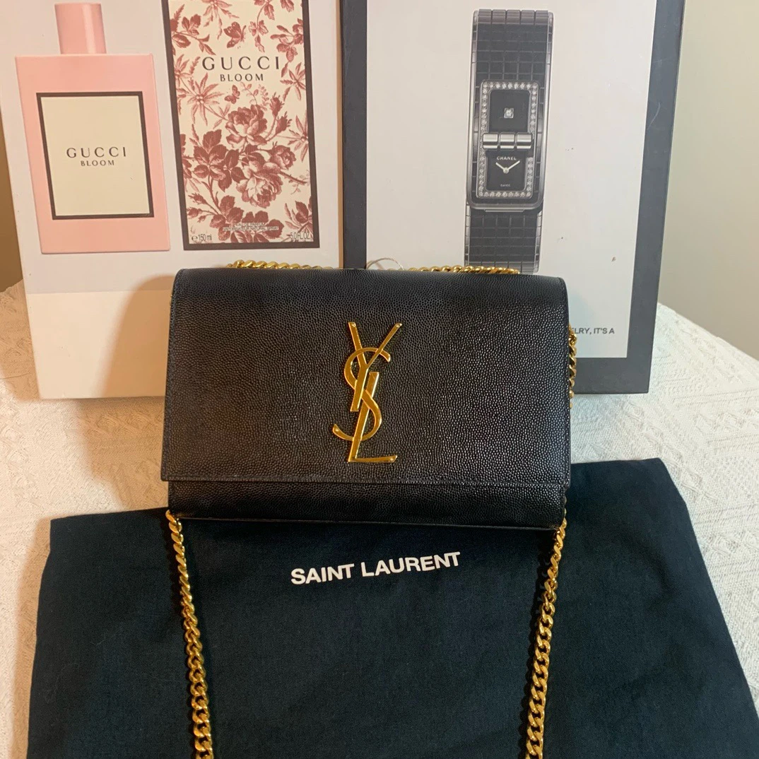 99新 YSL/圣罗兰 黑金荔枝皮kate小号 底长20cm 23年编码