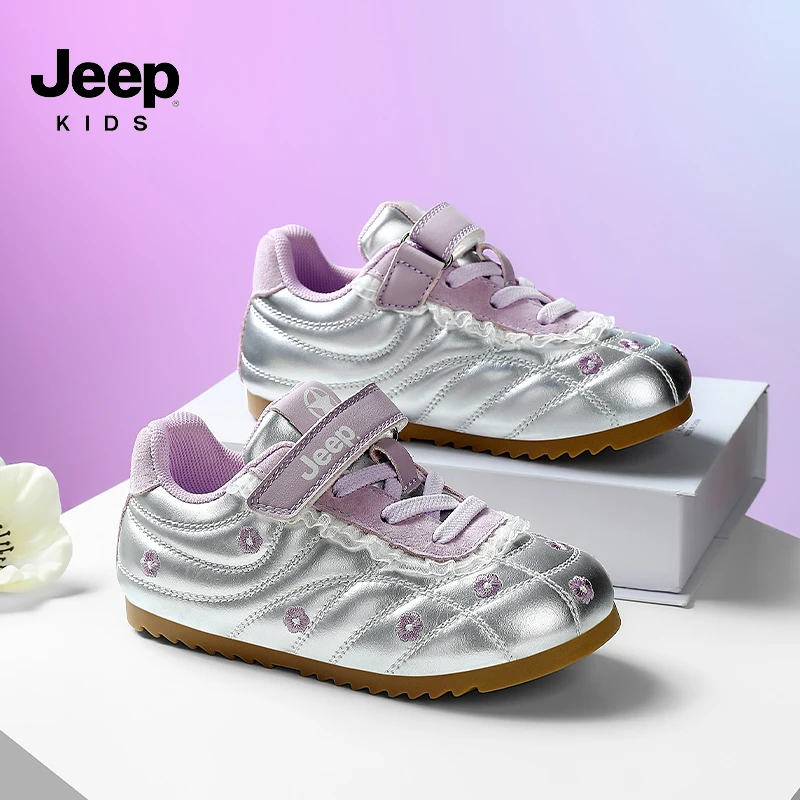 Jeep儿童鞋子女童板鞋秋季防滑软底女孩德训运动鞋中大童老爹潮鞋