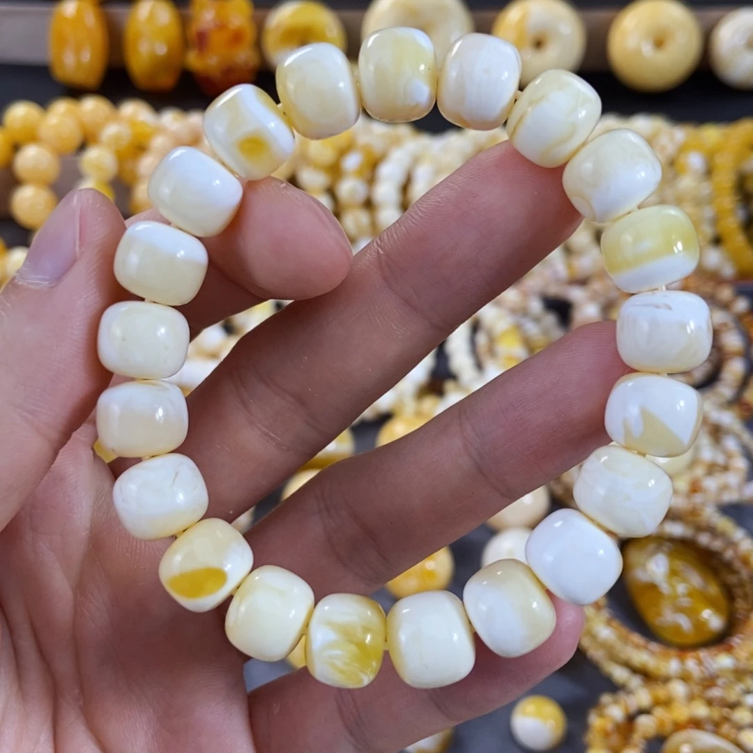 琥珀手链未镶嵌11mm尺寸漆白花蜡