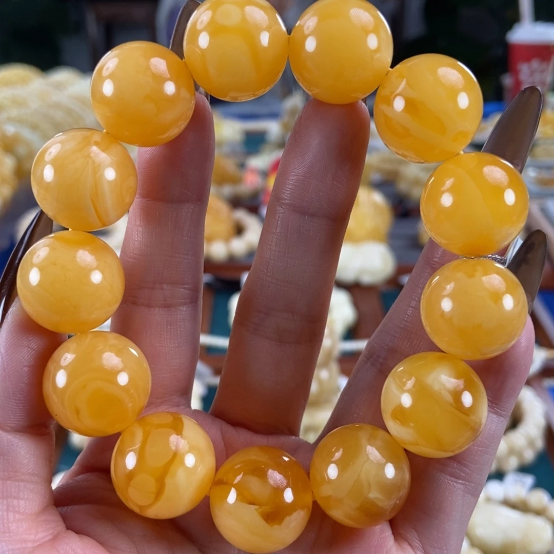 琥珀未镶嵌珠宝奇石18圆珠45.56