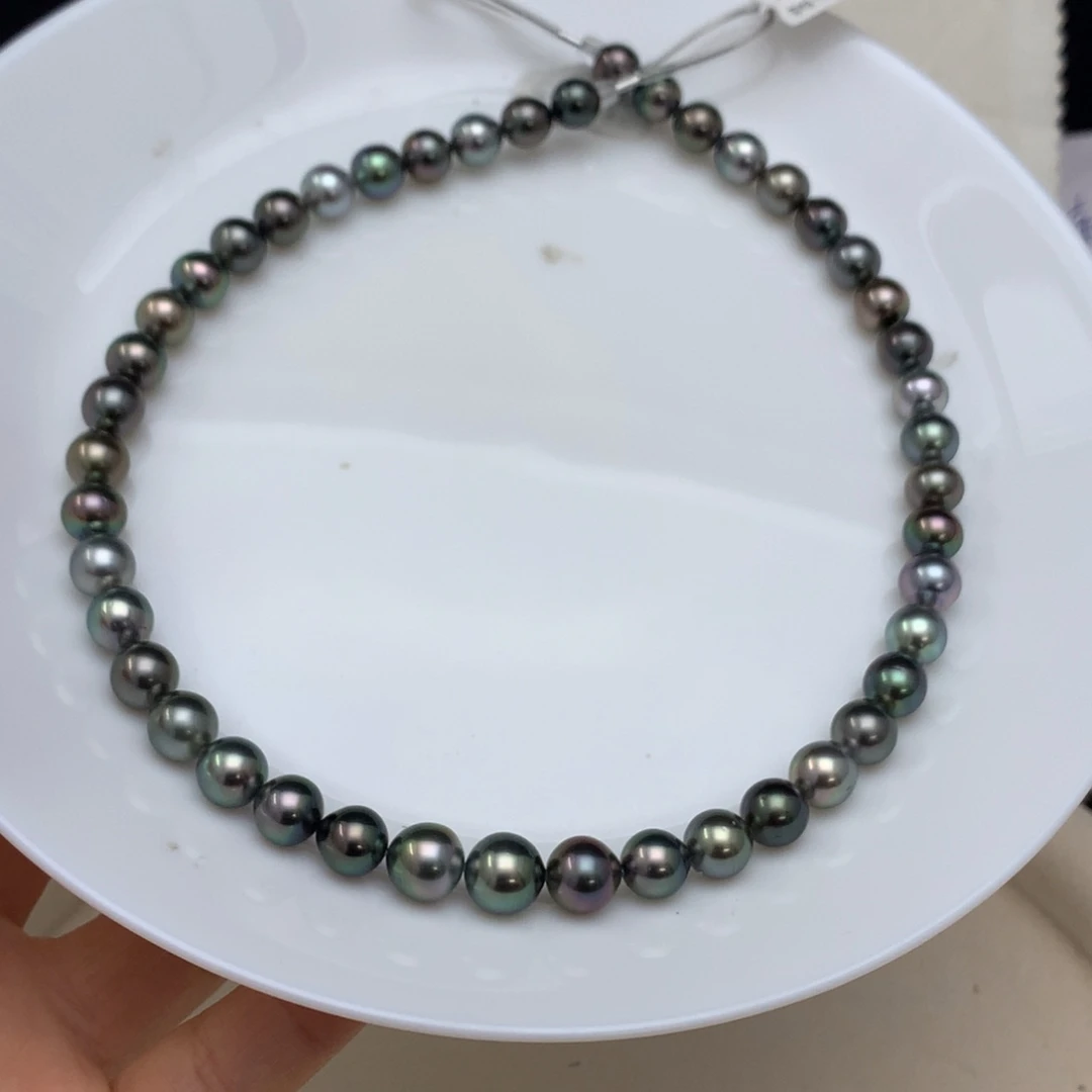 海水珍珠裸珠8.1-10.1镜面炫彩大溪地串链