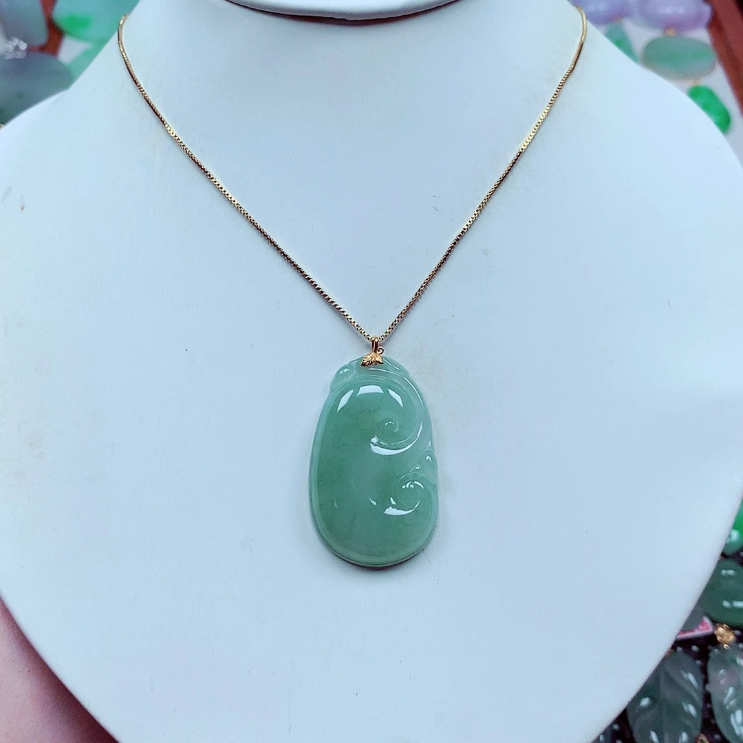 翡翠18K金镶嵌吊坠(不含链)