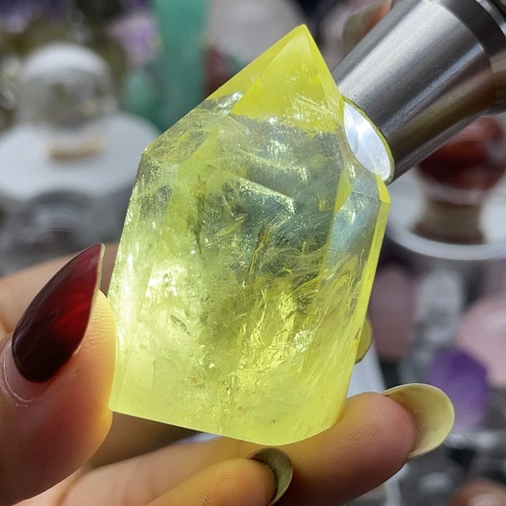 未镶嵌珠宝半成品水晶5蓝针黄水晶柱高4.7宽3.1
